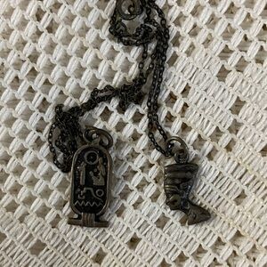 Very vintage sterling silver Egyptian necklace
